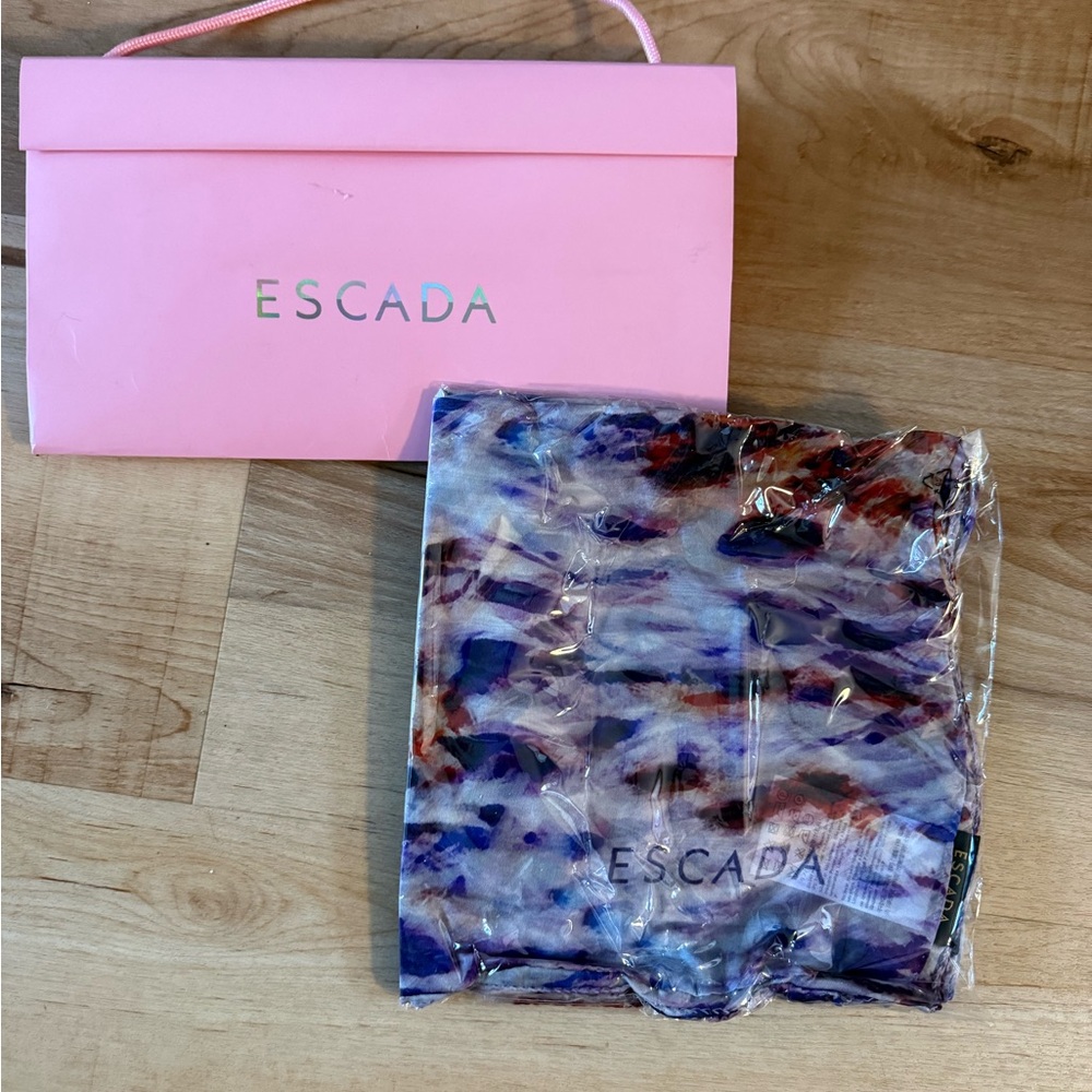 Escada Artistic Blue and Red Scarf